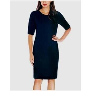 Mario Serrani Italy Women’s Textured Knit Shift Dress Navy Size Medium